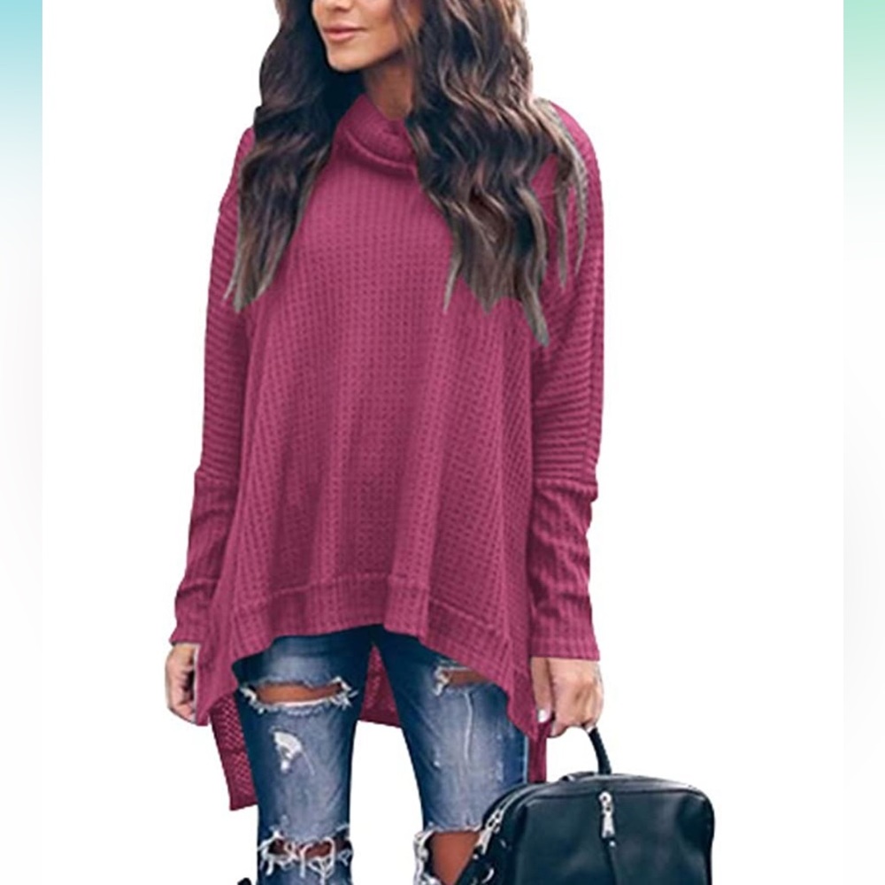 Oversized Waffle Knit Batwing Sweater - Picture 3 of 6